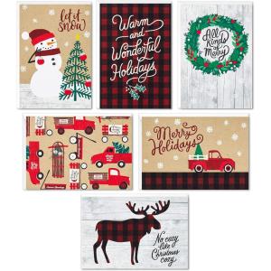 Hallmark Boxed Christmas Cards Assortment, Rustic Holidays (6 Designs, 24 Cards with Envelopes)(Rustic)