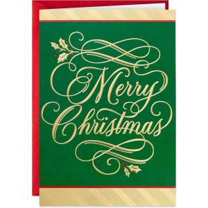 Hallmark Boxed Christmas Cards, Green and Gold (40 Cards with Envelopes)