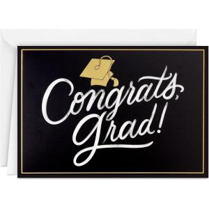 Hallmark Boxed Graduation Cards, Congrats Grad (40 Cards with Envelopes) Black, White and Gold(Congrats Grad)