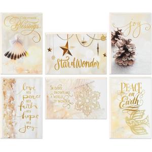 Hallmark Boxed Religious Christmas Cards Assortment, Christmas Blessings (6 Designs, 24 Cards with Envelopes)(White and Gold Religious Holiday Assortment)