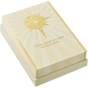 Hallmark Boxed Religious Christmas Cards, Gold Foil Star (40 Cards and 40 Envelopes) Holy Season Blessings