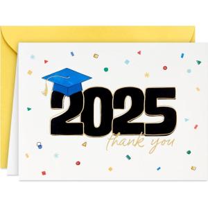 Hallmark Bulk 2025 Graduation Thank You Cards, Colorful Confetti (40 Cards with Envelopes) for High School, College, University