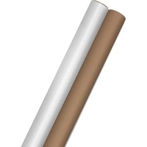 Hallmark Bulk Kraft Wrapping Paper with Cut Lines (2 Rolls: 160 sq. ft. ttl) White and Brown for Christmas, Hanukkah, Baby Showers, Weddings, Birthdays, Valentines Day, Arts & Crafts, Banners(Solid White and Brown)