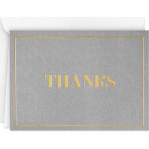 Hallmark Bulk Thank You Cards, 100 Blank Notes with Envelopes for Weddings, Graduation, Small Business (Gold and Gray)