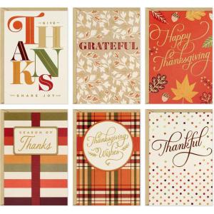 Hallmark Bulk Thanksgiving Cards Assortment (72 Cards with Envelopes) Stripes, Leaves, Plaid(Classic Thanksgiving Stripes Leaves and Plaid)