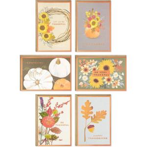 Hallmark Bulk Thanksgiving Cards Assortment (72 Cards with Envelopes) Stripes, Leaves, Plaid(Thankful  Fall Designs)