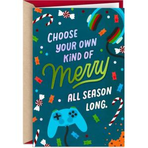 Hallmark Christmas Card for Kids (Your Own Kind of Merry) Video Games and Gummy Bears