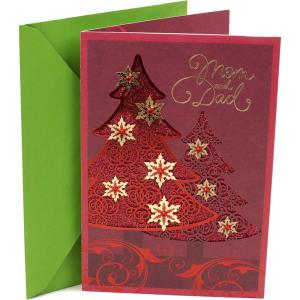 Hallmark Christmas Card for Mom and Dad (Red Foil Tree)(Red Foil Tree)