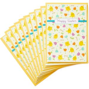 Hallmark Dayspring Pack of Religious Easter Cards, Blessings (10 Cards with Envelopes)(Cute Chicks and Tulips  10 Cards with Envelope)