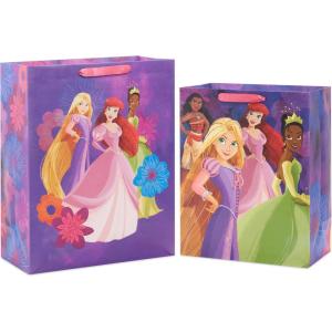 Hallmark Disney Princess Gift Bags (1 Large, 1 Extra Large) Ariel, Tiana, Rapunzel, Moana, Snow White, Belle(Ariel  Tiana  Rapunzel  Moana  Snow White  Belle)