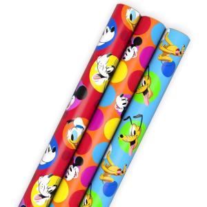 Hallmark Disney Wrapping Paper Rolls for Kids Birthdays, Christmas, Any Occasion (Set of 3 Rolls: 60 sq. ft. ttl.) Mickey Mouse, Minnie Mouse, Pluto, Donald Duck, Daisy Duck(Disney)