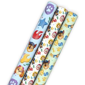Hallmark Disney Wrapping Paper Rolls for Kids Birthdays, Christmas, Any Occasion (Set of 3 Rolls: 60 sq. ft. ttl.) Mickey Mouse, Minnie Mouse, Pluto, Donald Duck, Daisy Duck(Paw Patrol)