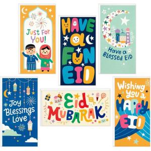 Hallmark Eid Mubarak Envelopes and Cards Assortment (36 Eid Money Cards with Envelopes) for Eid Al-Fitr or Eid Al-Adha(36 Eid Money Cards with Envelopes for Kids)