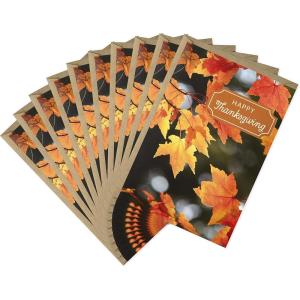 Hallmark Fall Thinking of You Cards (8 Cards with Envelopes) Pumpkins and Leaves(Close in Thought Heart)