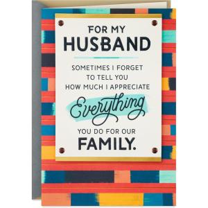 Hallmark Fathers Day Card for Husband (Appreciate Everything You Do)