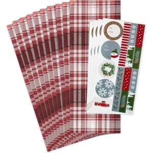 Hallmark Floral Tissue Paper with Stickers (10 Sheets of Tissue, 4 Sheets of Stickers) for Birthday, Thank You, Hostess Gifts(Plaid)