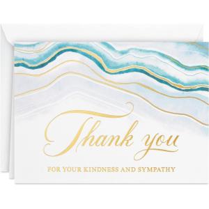 Hallmark Funeral Thank You Cards, Watercolor Agate (20 Thank You for Your Sympathy Cards with Envelopes)