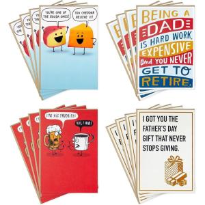 Hallmark Funny Father’s Day Cards Bulk, 16 Assorted Cards with Envelopes (Cheesy Dad Jokes) Humor Shoebox Cards for Dad, Stepdad, Bonus Dad, Uncle, Grandpa, Friend(Father’s Day Humor CardAssortment)