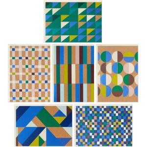 Hallmark Geometric Note Card Assortment (24 Blank Cards with Envelopes) Blue Foil, Green, Yellow, Kraft Brown
