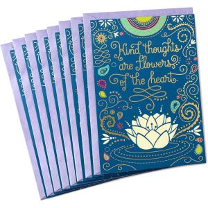 Hallmark Golden Thread Pack of Blank Cards, Jeweled Indian Pattern (8 Cards with Envelopes)(Kind Thoughts  8 Cards with Envelopes)