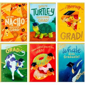 Hallmark Graduation Cards for Kids Bulk Assortment (36 Cards with Envelopes) Pizza, Nachos, Turtle, Cow, Donut for Preschool, Kindergarten, Elementary and More(Assorted Punny Graduation Cards for Kids)