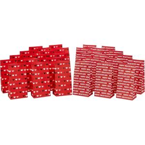 Hallmark Holiday Party Favor and Wrapped Treat Bags (30 Bags: White with Red, Yellow, Blue, Green Christmas Lights) for Christmas, Hanukkah, Classroom Parties, Teacher Gifts, Luminaries, Sack Lunches(Valentine’s Day)