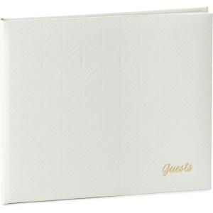 Hallmark Ivory Faux Leather Guest Book (Botanical Pattern) for Weddings, Graduations, Vacation Home