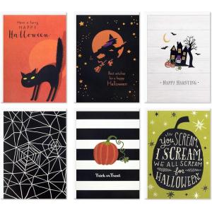 Hallmark Kraft Thanksgiving Cards Assortment (24 Assorted Cards with Envelopes) Leaves, Pumpkins, Gourds(Halloween Best Witches Notecards)