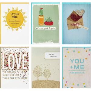 Hallmark Love Card Assortment, New Relationship/Miss You/Time Apart/Just Because (6 Cards with Envelopes)(Short & Sweet  6 Cards)