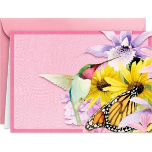 Hallmark Marjorlein Bastin Floral Notecards (20 Blank Cards with Envelopes) Butterfly & Hummingbird