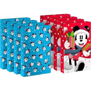 Hallmark Medium Christmas Gift Boxes with Lids (12 Shirt Boxes, 3 Designs: Lights, Trees, Red and Green Stripes) for Christmas, Holiday Parties, Hostess Gifts(8 Count (Pack of 1))