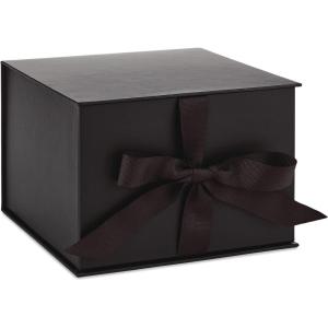 Hallmark Medium Gift Box with Lid and Shredded Paper Fill (Grey White 7 inch Box) for Weddings, Bridal Showers, Graduations, Birthdays, Bridesmaids Gifts, All Occasion(Black)
