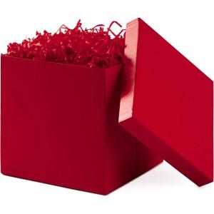 Hallmark Medium Gift Box with Lid and Shredded Paper Fill (Royal Blue 7 inch Box) for Birthdays, Graduations, Anniversaries, Father’s Day, Christmas, Valentine’s Day, All Occasion(Red)