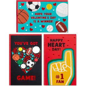 Hallmark Mini Valentine’s Day Notecard Assortment for Kids and Teens, Sports (18 Cards with Envelopes)(Sports)