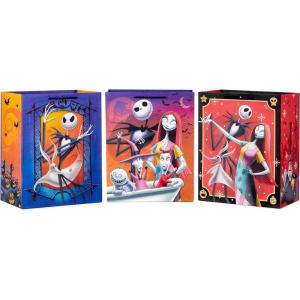 Hallmark Nightmare Before Christmas Flat Wrapping Paper Sheets with Cutlines on Reverse (12 Folded Sheets) for Christmas, Birthdays, Halloween(Gift Bags)