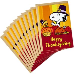 Hallmark Pack of Peanuts Thanksgiving Cards, Snoopy and Woodstock (10 Cards with Envelopes)(Snoopy and Woodstock  10 Thanksgiving Cards)