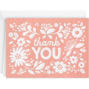 Hallmark Pack of Thank You Cards, Pink Rustic Flowers (20 Thank You Notes with Envelopes for Baby Showers, Weddings, All Occasion)(20 Count (Pack of 1))