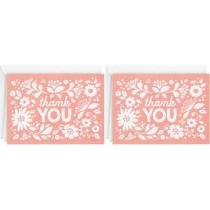 Hallmark Pack of Thank You Cards, Pink Rustic Flowers (20 Thank You Notes with Envelopes for Baby Showers, Weddings, All Occasion)(20 Count (Pack of 2))