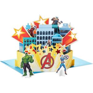 Hallmark Paper Wonder Avengers Pop Up Birthday Card (Iron Man, Hulk, Captain America)(Assemble  City Scene with Paper Hulk  Black Widow  Captain America  Iron Man Figures)