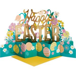 Hallmark Paper Wonder Displayable Jumbo Easter Card or Centerpiece (Accordion Fold Pop Up Easter Eggs and Flowers)(Jumbo Pop Up Card  Easter Eggs and Flowers)