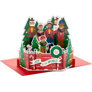 Hallmark Paper Wonder Displayable Musical Pop Up Christmas Card with Lights (Carolers)(Joy to the World Carolers Pop Up Card with Sound)