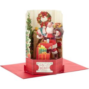 Hallmark Paper Wonder Displayable Pop Up Christmas Card (Christmas Tree)(Vintage Santa Claus)