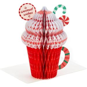 Hallmark Paper Wonder Displayable Pop Up Honeycomb Christmas Card (Penguin)(Hot Cocoa Honeycomb)