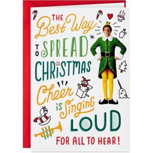 Hallmark Paper Wonder Elf Displayable Pop Up Christmas Card with Sound (Buddy the Elf)(Elf Cards)