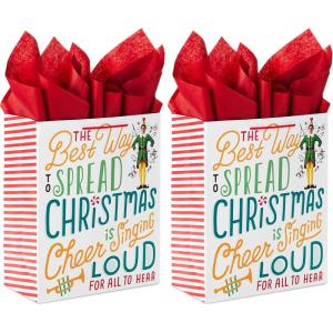 Hallmark Paper Wonder Elf Displayable Pop Up Christmas Card with Sound (Buddy the Elf)(Elf Gift Bag)