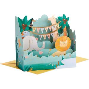 Hallmark Paper Wonder Pop Up Baby Shower Card for New Parents (Jungle Animals) Welcome New Baby, Congratulations(Jungle)