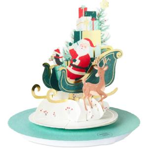 Hallmark Paper Wonder Pop Up Holiday Card (Magnolia Displayable Bouquet)(Santa’s Sleigh)