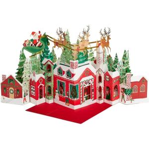 Hallmark Paper Wonder Pop Up Jumbo Christmas Card Holiday Tabletop Decor (Accordion Fold Christmas Village)(Christmas Village)