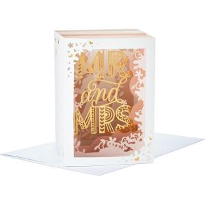 Hallmark Paper Wonder Pop Up Wedding Card (Mr. and Mrs.)(Gold)