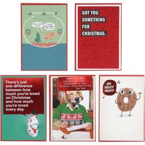 Hallmark Paper Wonder Shoebox Funny Pop Up Christmas Card (Butt Cracker)(Funny Donut  Dog  Fish Card Pack)